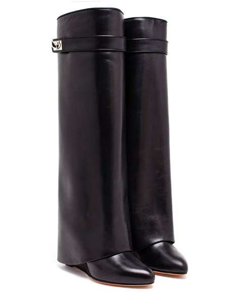 givenchy shark lock knee high leather wedge boots|Givenchy shark boot sale.